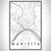 Marietta Ohio Map Print Portrait Orientation in Classic Style With Shaded Background