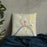 Custom Marietta Ohio Map Throw Pillow in Woodblock on Bedding Against Wall