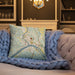 Custom Marietta Ohio Map Throw Pillow in Woodblock on Cream Colored Couch
