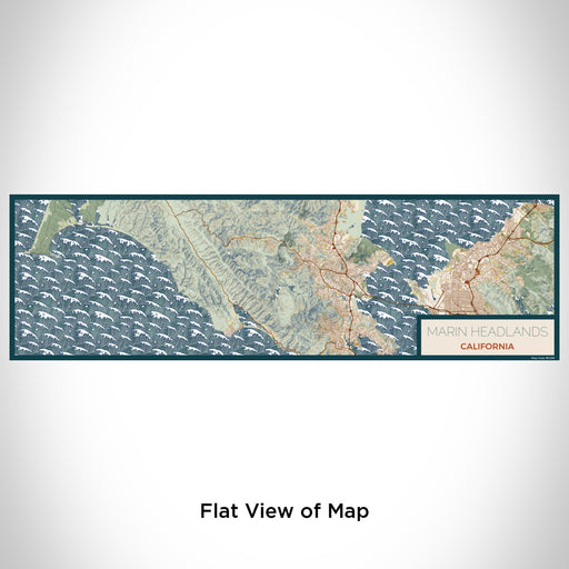 Flat View of Map Custom Marin Headlands California Map Enamel Mug in Woodblock
