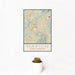12x18 Marion North Carolina Map Print Portrait Orientation in Woodblock Style With Small Cactus Plant in White Planter