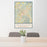 24x36 Marion North Carolina Map Print Portrait Orientation in Woodblock Style Behind 2 Chairs Table and Potted Plant