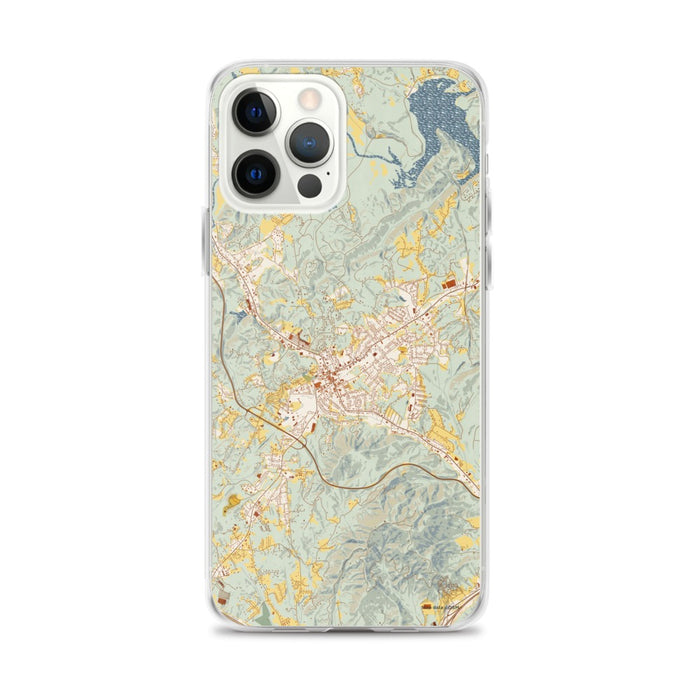 Custom iPhone 12 Pro Max Marion North Carolina Map Phone Case in Woodblock