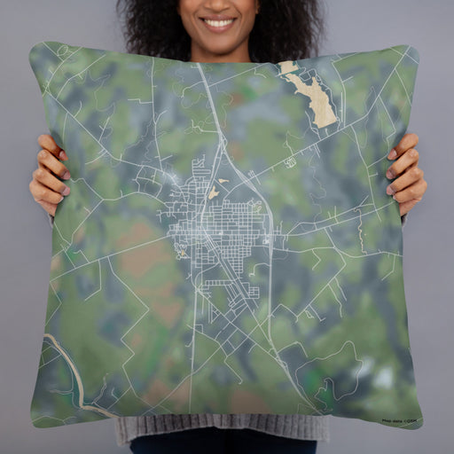 Person holding 22x22 Custom Marlin Texas Map Throw Pillow in Afternoon
