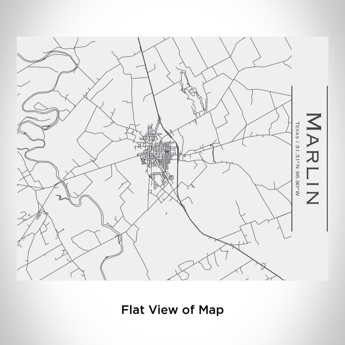 Rendered View of Marlin Texas Map Engraving on 20oz Stainless Steel Insulated Bottle with Bamboo Top in White