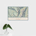 16x24 Maroon Bells Colorado Map Print Landscape Orientation in Woodblock Style With Tropical Plant Leaves in Water