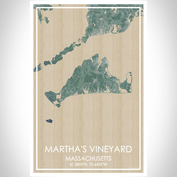 Martha's Vineyard Massachusetts Map Print Portrait Orientation in Afternoon Style With Shaded Background