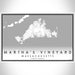 Martha's Vineyard Massachusetts Map Print Landscape Orientation in Classic Style With Shaded Background