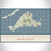 Martha's Vineyard Massachusetts Map Print Landscape Orientation in Woodblock Style With Shaded Background