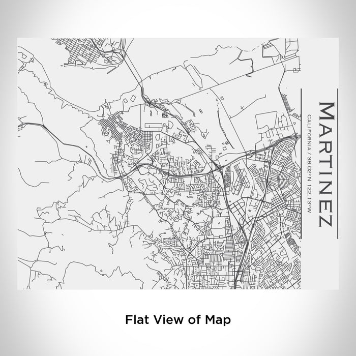 Rendered View of Martinez California Map Engraving on 20oz Stainless Steel Insulated Bottle with Bamboo Top in White