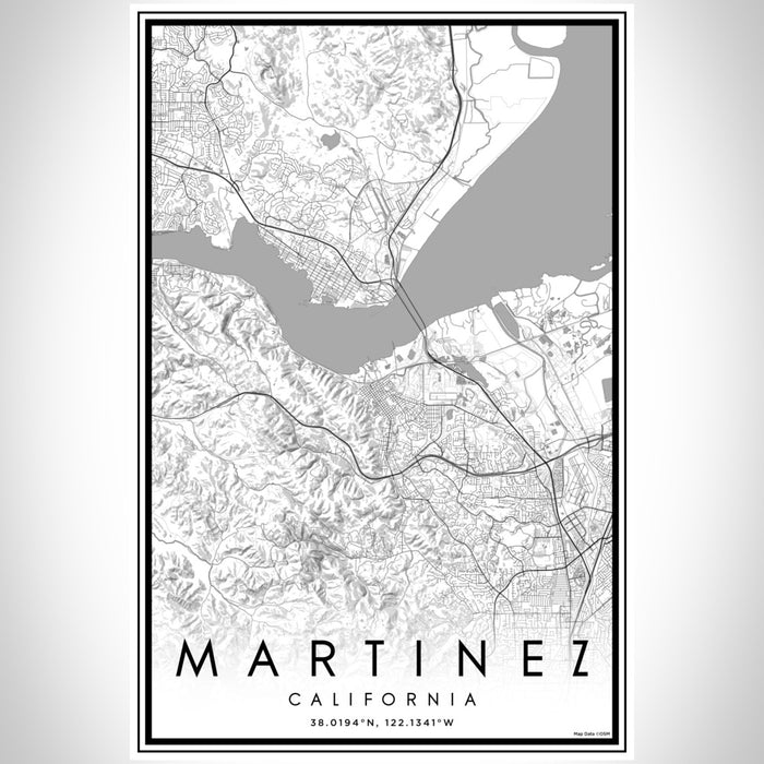 Martinez California Map Print Portrait Orientation in Classic Style With Shaded Background