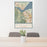 24x36 Martinez California Map Print Portrait Orientation in Woodblock Style Behind 2 Chairs Table and Potted Plant