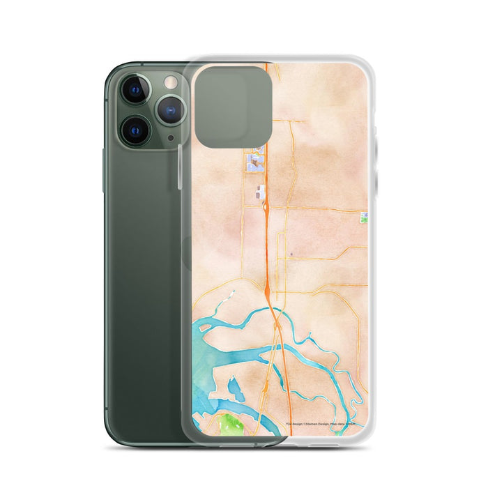 Custom Marysville Washington Map Phone Case in Watercolor on Table with Laptop and Plant