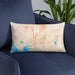 Custom Marysville Washington Map Throw Pillow in Watercolor on Blue Colored Chair