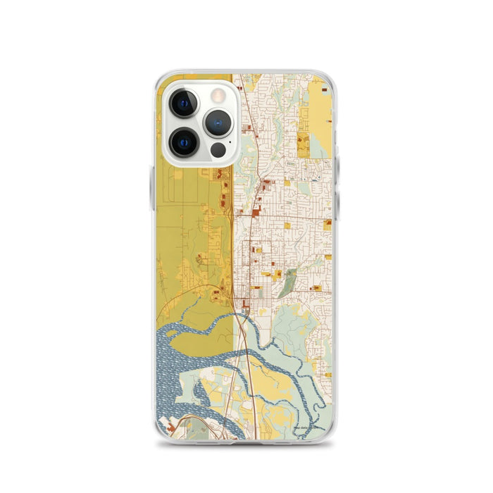 Custom Marysville Washington Map iPhone 12 Pro Phone Case in Woodblock
