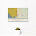 12x18 Marysville Washington Map Print Landscape Orientation in Woodblock Style With Small Cactus Plant in White Planter