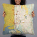 Person holding 22x22 Custom Marysville Washington Map Throw Pillow in Woodblock