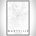 Maryville Tennessee Map Print Portrait Orientation in Classic Style With Shaded Background