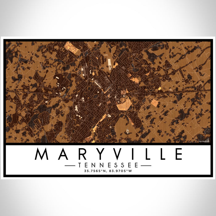Maryville Tennessee Map Print Landscape Orientation in Ember Style With Shaded Background