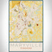 Maryville Tennessee Map Print Portrait Orientation in Woodblock Style With Shaded Background
