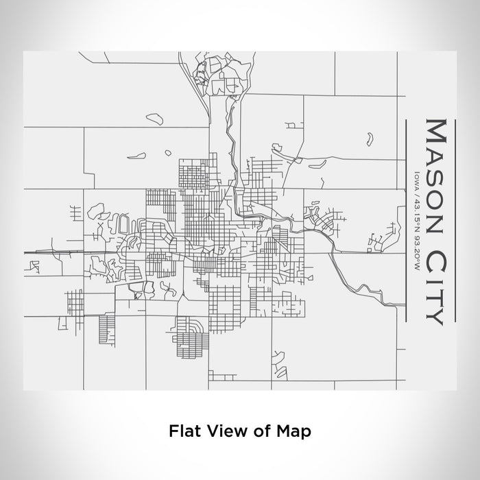 Rendered View of Mason City Iowa Map Engraving on 20oz Stainless Steel Insulated Bottle with Bamboo Top in White