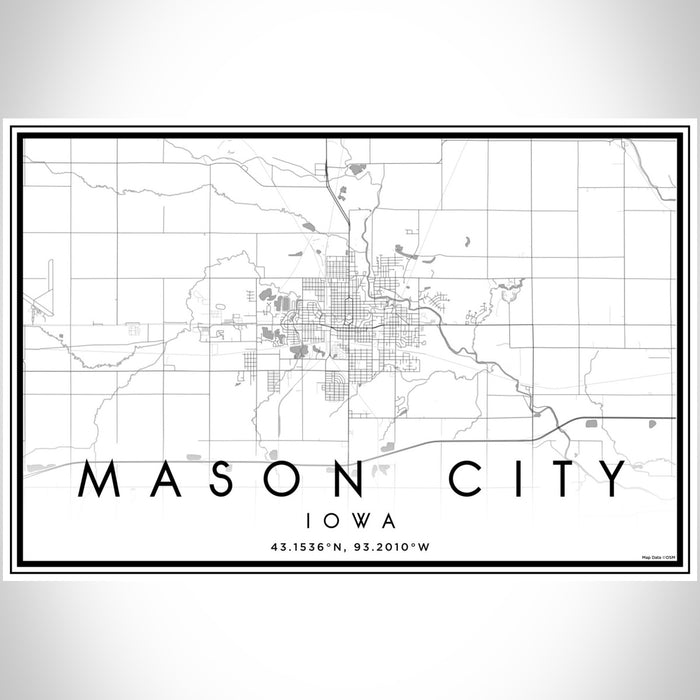Mason City Iowa Map Print Landscape Orientation in Classic Style With Shaded Background