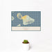12x18 Maui Hawaii Map Print Landscape Orientation in Woodblock Style With Small Cactus Plant in White Planter
