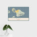 16x24 Maui Hawaii Map Print Landscape Orientation in Woodblock Style With Tropical Plant Leaves in Water