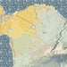 Maui Hawaii Map Print in Woodblock Style Zoomed In Close Up Showing Details
