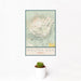 12x18 Mauna Kea Hawaii Map Print Portrait Orientation in Woodblock Style With Small Cactus Plant in White Planter