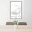 24x36 Mauna Kea Hawaii Map Print Portrait Orientation in Classic Style Behind 2 Chairs Table and Potted Plant