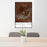 24x36 Mauna Kea Hawaii Map Print Portrait Orientation in Ember Style Behind 2 Chairs Table and Potted Plant