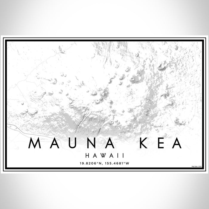 Mauna Kea Hawaii Map Print Landscape Orientation in Classic Style With Shaded Background