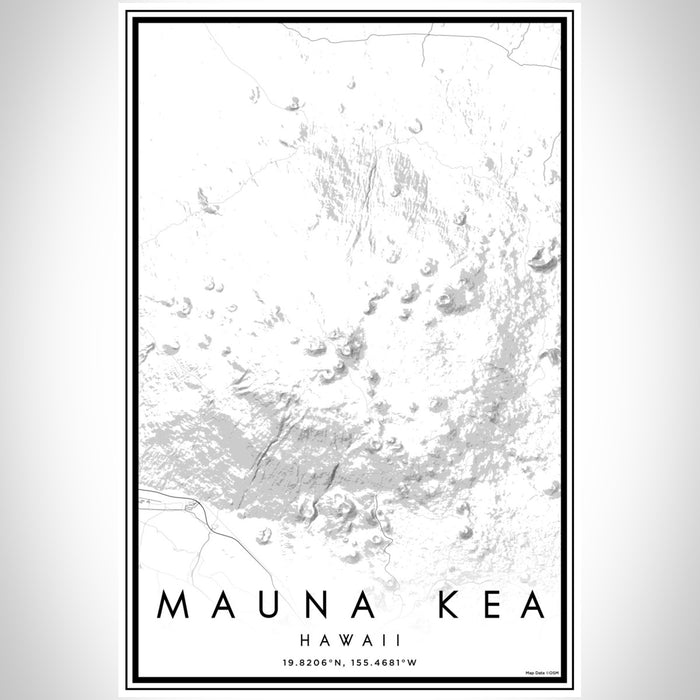 Mauna Kea Hawaii Map Print Portrait Orientation in Classic Style With Shaded Background