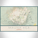 Mauna Kea Hawaii Map Print Landscape Orientation in Woodblock Style With Shaded Background