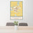 24x36 Mayer Minnesota Map Print Portrait Orientation in Woodblock Style Behind 2 Chairs Table and Potted Plant