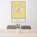 24x36 Mayer Minnesota Map Print Portrait Orientation in Woodblock Style Behind 2 Chairs Table and Potted Plant