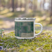Right View Custom Mayer Minnesota Map Enamel Mug in Afternoon on Grass With Trees in Background