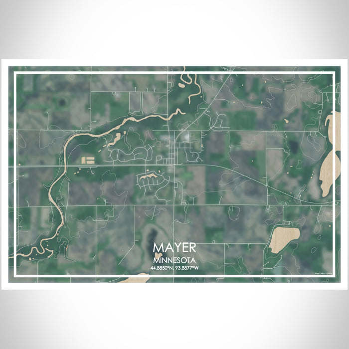Mayer Minnesota Map Print Landscape Orientation in Afternoon Style With Shaded Background