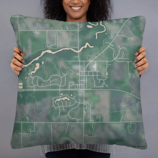Person holding 22x22 Custom Mayer Minnesota Map Throw Pillow in Afternoon