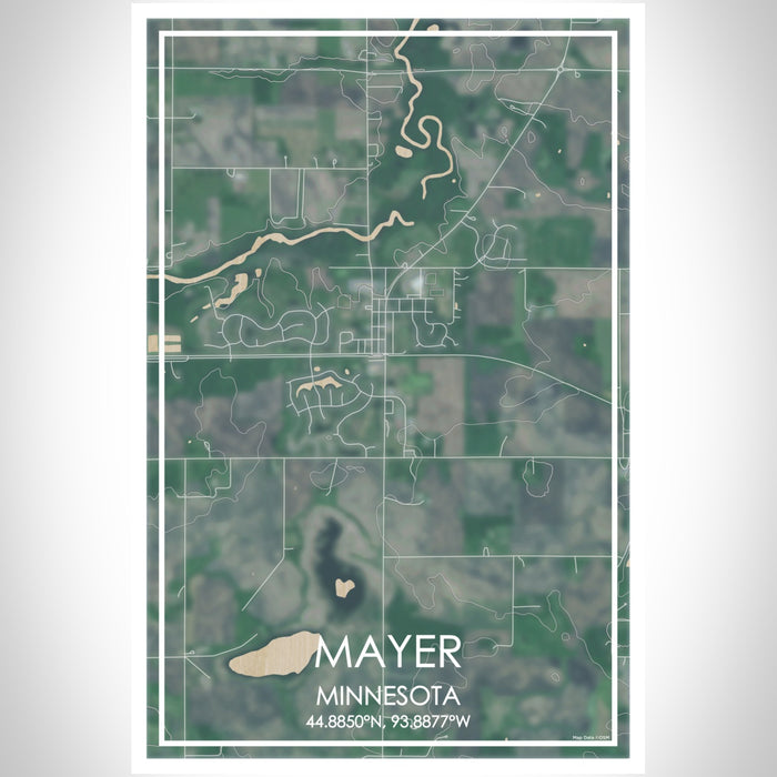 Mayer Minnesota Map Print Portrait Orientation in Afternoon Style With Shaded Background