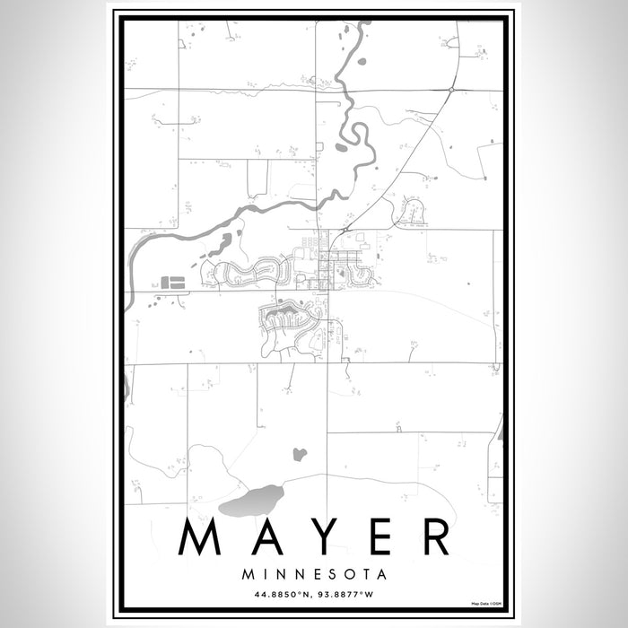 Mayer Minnesota Map Print Portrait Orientation in Classic Style With Shaded Background
