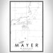 Mayer Minnesota Map Print Portrait Orientation in Classic Style With Shaded Background