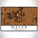 Mayer Minnesota Map Print Landscape Orientation in Ember Style With Shaded Background