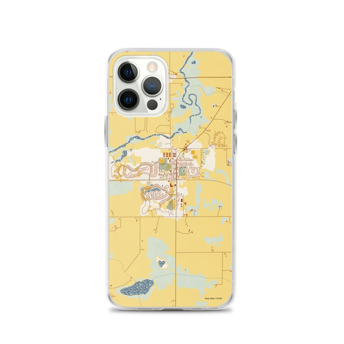 Custom iPhone 12 Pro Mayer Minnesota Map Phone Case in Woodblock