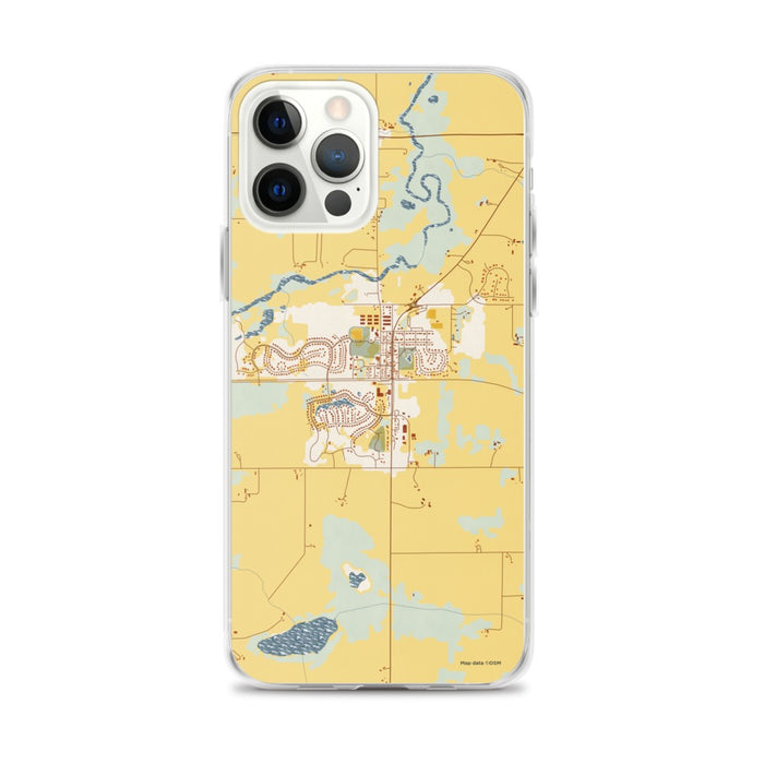 Custom iPhone 12 Pro Max Mayer Minnesota Map Phone Case in Woodblock