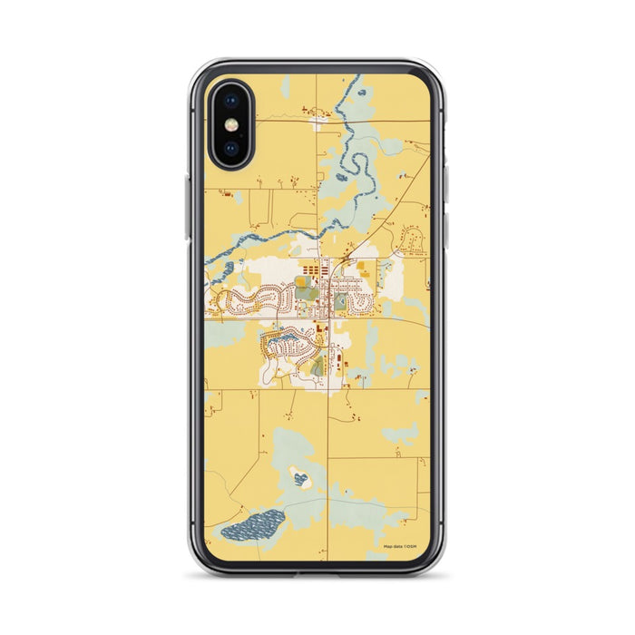 Custom iPhone X/XS Mayer Minnesota Map Phone Case in Woodblock