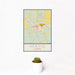 12x18 Mayo Florida Map Print Portrait Orientation in Woodblock Style With Small Cactus Plant in White Planter