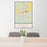 24x36 Mayo Florida Map Print Portrait Orientation in Woodblock Style Behind 2 Chairs Table and Potted Plant