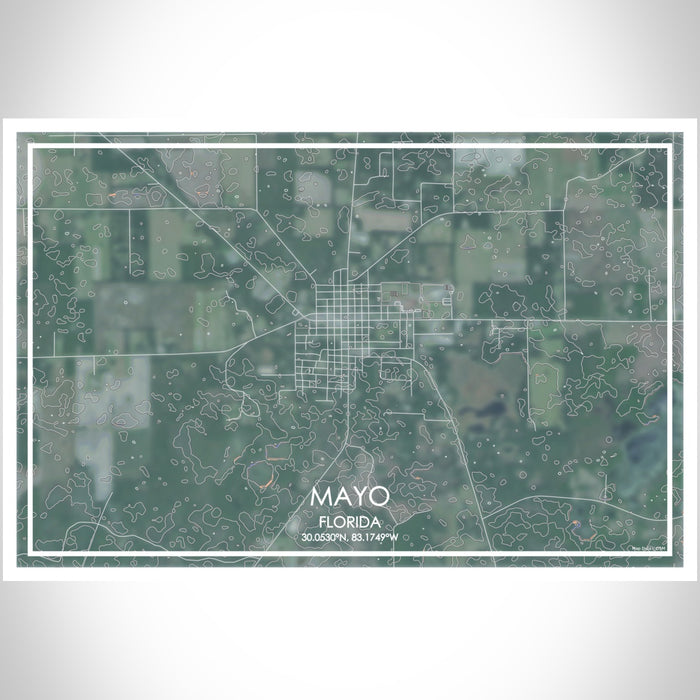 Mayo Florida Map Print Landscape Orientation in Afternoon Style With Shaded Background